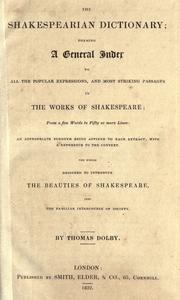 Cover of: The Shakespearian dictionary by Thomas Dolby
