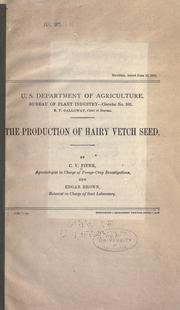 Cover of: The production of hairy vetch seed.