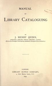 Cover of: Manual of library cataloguing