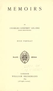 Cover of: Memoirs by Charles Godfrey Leland