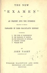 The new "Examen" by Paget, John