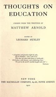 Cover of: Thoughts on education chosen from the writings of Matthew Arnold