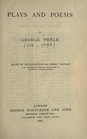 Cover of: Plays and poems by George Peele
