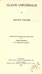Cover of: Clavis universalis by Arthur Collier