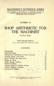 Cover of: Shop arithmetic for the machinist