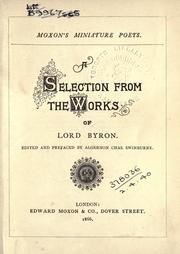 Cover of: Selections from the works of Lord Byron.