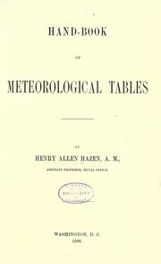 Cover of: Hand-book of meteorological tables. by Henry Allen Hazen