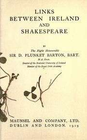 Links between Ireland and Shakespeare by Barton, D. Plunket Sir