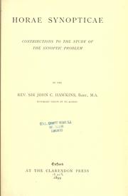 Cover of: Horae synopticae; contributions to the study of the synoptic problem by Hawkins, John C. Sir