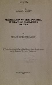 Cover of: Preservation of iron and steel by means of passivifying factors