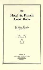 Cover of: The Hotel St. Francis Cook Book