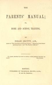 Cover of: The parents' manual by Hiram Orcutt