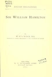 Cover of: Sir William Hamilton. by William Henry Stanley Monck