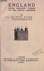 Cover of: England, from earliest times to the Great Charter. by Stone, Gilbert Sir