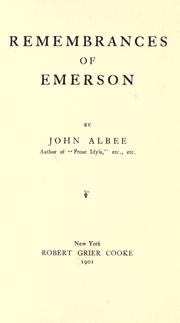 Cover of: Remembrances of Emerson.