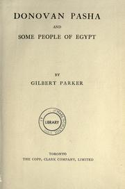 Cover of: Donovan Pasha and some people of Egypt by Gilbert Parker