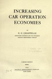 Increasing car operation economies by C. C. Chappelle