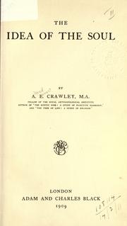 Cover of: The idea of the soul. by Alfred Ernest Crawley