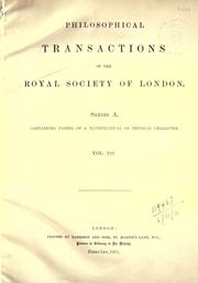 Cover of: Philosophical transactions.  Series A: Mathematical and physical sciences. by Royal Society of London, Royal Society of London