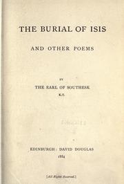 Cover of: The burial of Isis, and other poems
