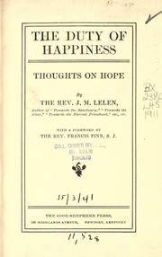 Cover of: The duty of happiness: thoughts on hope