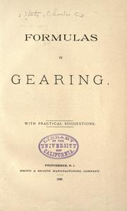 Formulas in gearing by Charles C. Stutz