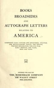 Cover of: Books, broadsides, and autograph letters relating to America by Rosenbach Company