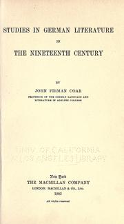 Cover of: Studies in German literature in the nineteenth century
