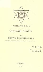 Qirqisāni studies by Hartwig Hirschfeld