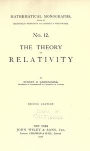 Cover of: The theory of relativity by R. D. Carmichael