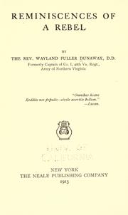 Cover of: Reminiscences of a Rebel by Wayland Fuller Dunaway