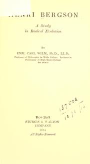 Cover of: Henri Bergson by Emil Carl Wilm
