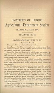 Cover of: Investigations of "milk tests"