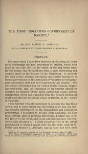 Cover of: The first organized government of Dakota. by Samuel J. Albright