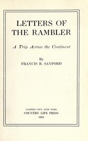 Cover of: Letters of the Rambler by Francis B. Sanford