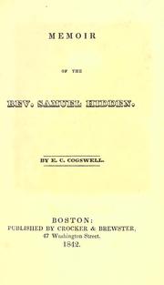 Cover of: Memoir of the Rev. Samuel Hidden.