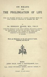 Cover of: On means for the prolongation of life. by Hermann Weber