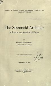 Cover of: The sesamoid articular by Edwin Chapin Starks