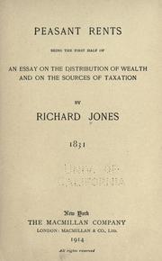 Cover of: Peasant rents by Jones, Richard