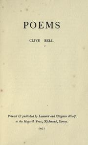 Cover of: Poems by Clive Bell