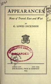 Cover of: Appearances by G. Lowes Dickinson