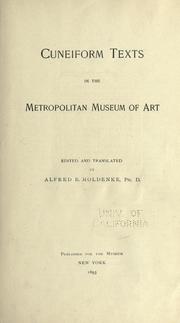 Cover of: Cuneiform texts in the Metropolitan Museum of Art by Alfred Bernard Moldenke