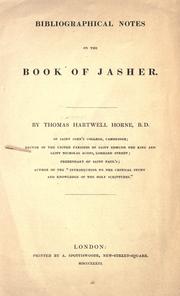 Cover of: Bibliographical notes on the Book of Jasher by Thomas Hartwell Horne
