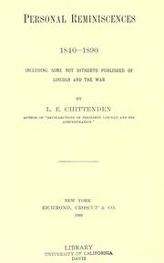 Cover of: Personal reminiscences, 1840-1890: including some not hitherto published of Lincoln and the war