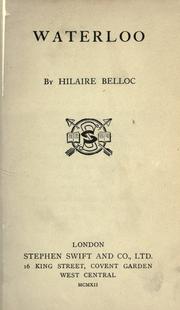 Cover of: Waterloo by Hilaire Belloc