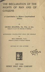 Cover of: The declaration of the rights of man and of citizens by Georg Jellinek