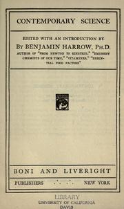 Cover of: Contemporary science by Benjamin Harrow