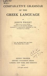 Cover of: Comparative grammar of the Greek language. by Wright, Joseph, Wright, Joseph