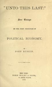 Cover of: "Unto this last" by John Ruskin