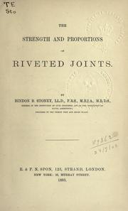 The strength and proportions of riveted joints by Stoney, Bindon B.